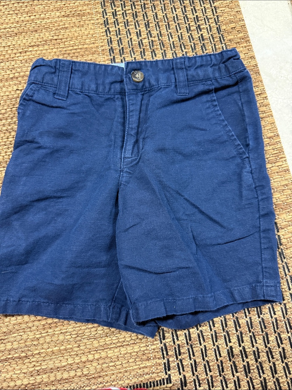 Janie and Jack Navy Button-Back Cotton Shorts